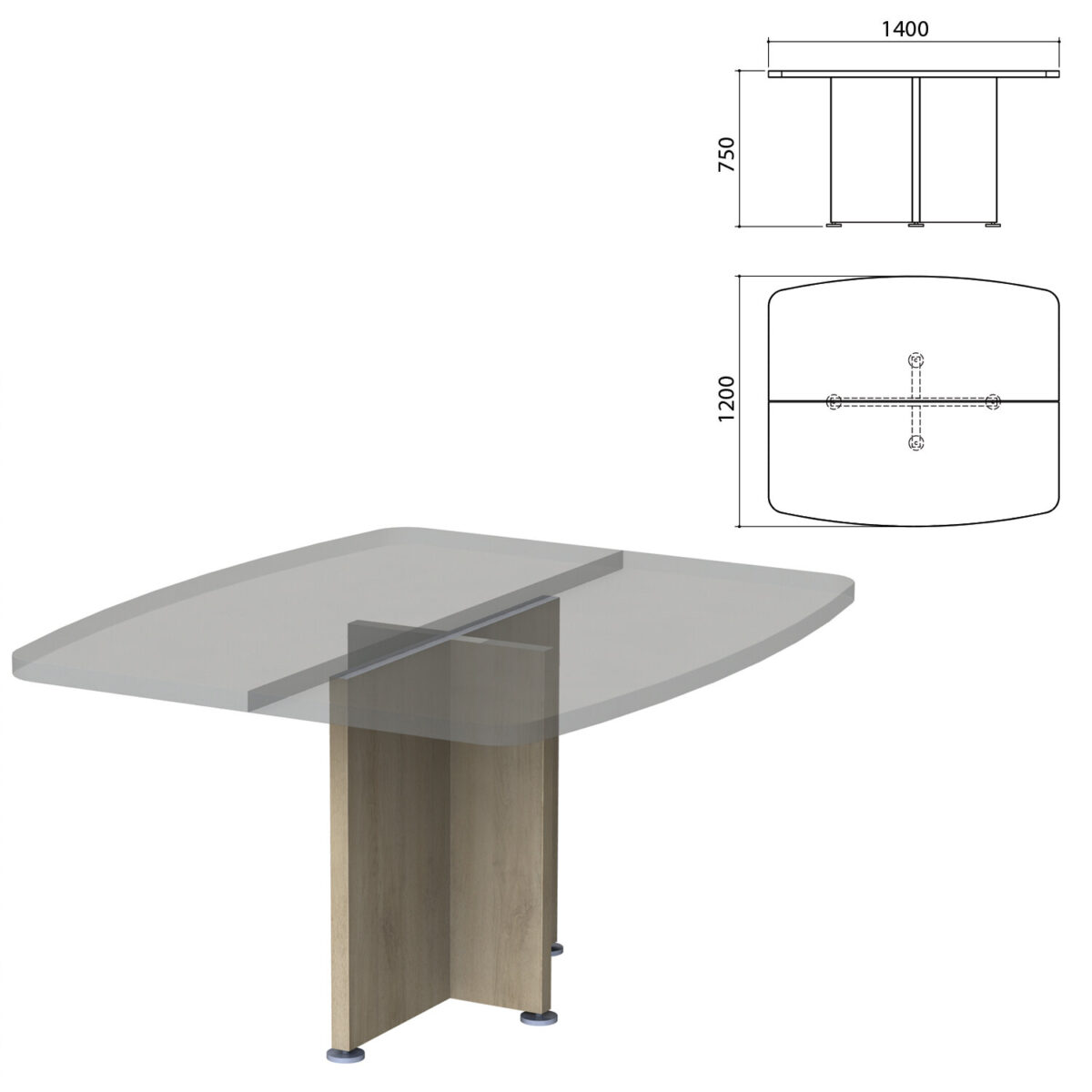 Каркас базы стола для переговоров "Приоритет" (1400х1200х750 мм), кронберг, К-912, К-912 кронберг — изображение 1