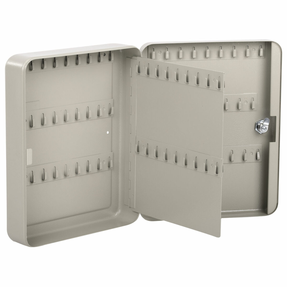 Шкафчик (Ключница) на 90 ключей BRAUBERG, 300х240х80 мм, с замком, +90 брелоков, серый, 290339 — изображение 2