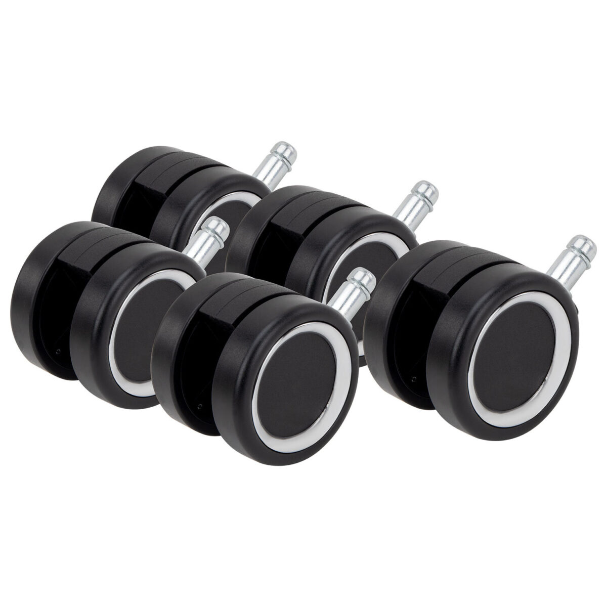 Колеса (ролики) BRABIX для кресла, прорезиненные, ХРОМ, d 60 мм, КОМПЛЕКТ 5 шт., шток d 11 мм, черные, короб, 533089 — изображение 7
