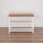 Банкетка для обуви "Торонто-23S", 670х300х490 мм, 2 полки, металл/ткань, белая/бежевая, БТ23СББ — изображение 3