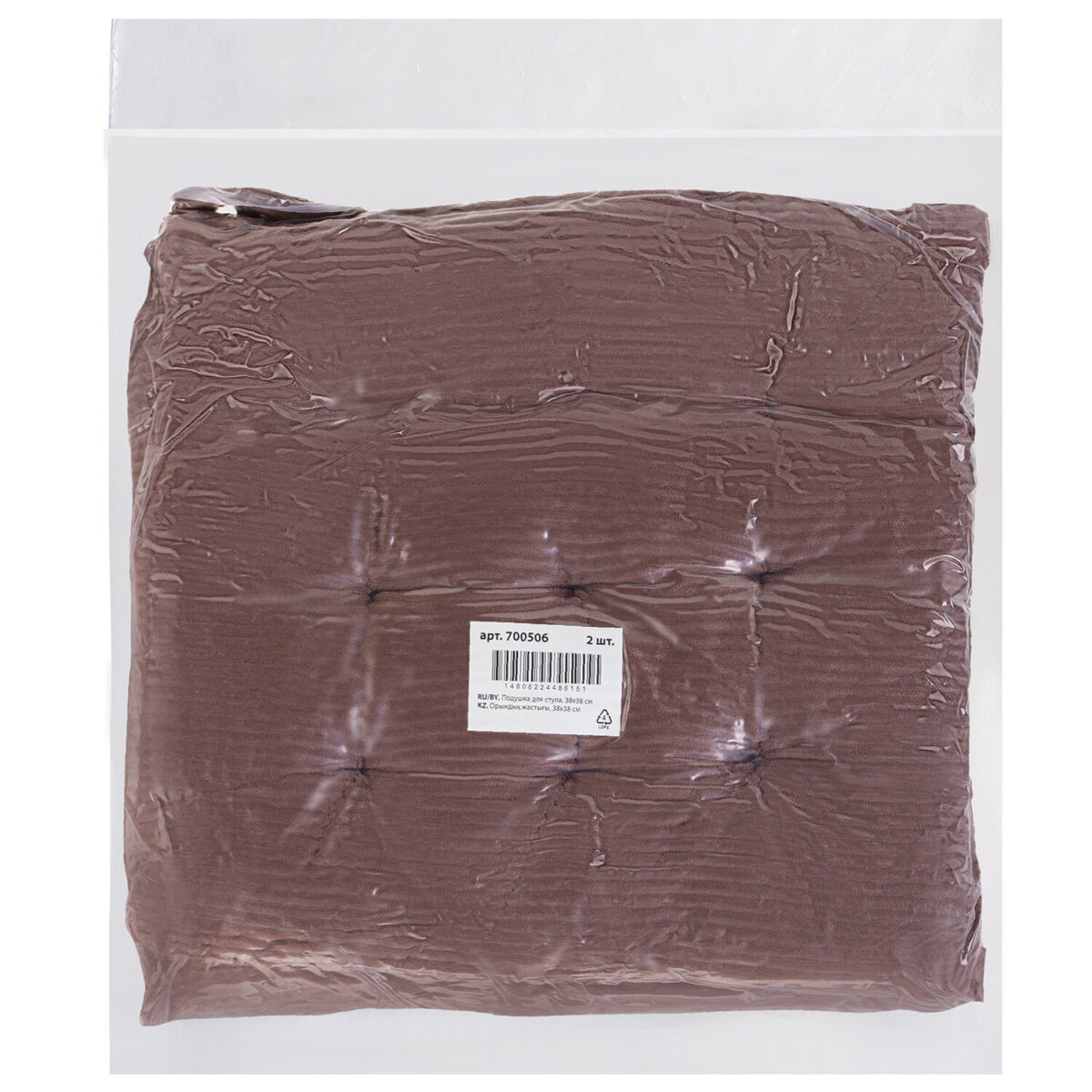 Подушка на стул "ВЕЛЬВЕТ" 38х38 см, полиэстер, коричневая, PRIMILA (ПРИМИЛА) CLASSIC, 700506 — изображение 6