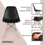 Стулья BRABIX "Eames CF-010", КОМПЛЕКТ 4 шт., пластик черный, опоры дерево/металл, 532631, 2033A — изображение 16