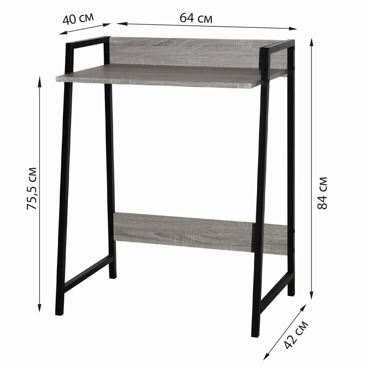 Стол на металлокаркасе BRABIX "LOFT CD-003", 640х420х840 мм, цвет дуб антик, 641216 — изображение 5