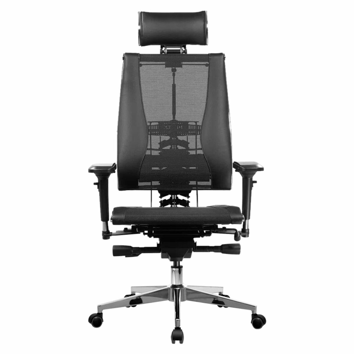 Кресло МЕТТА "YOGA" Y 4DT B2-14D, адаптивная спинка, 3D-подголовник, сверхпрочная сетка, черное — изображение 3