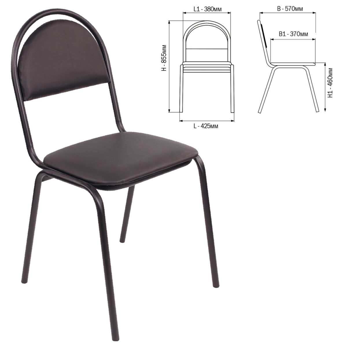 Стул для посетителей РС00М, черный каркас, кожзам черный — изображение 1