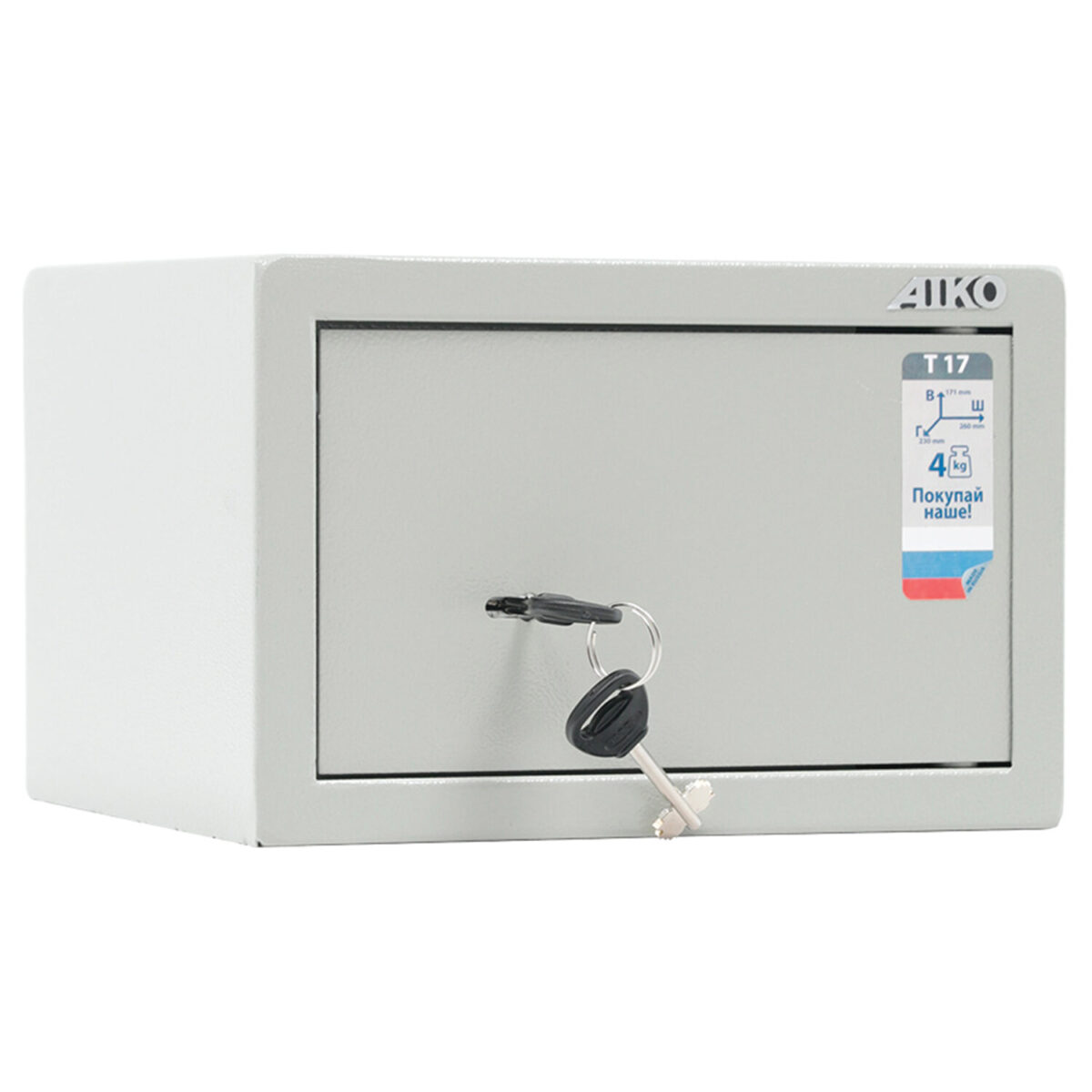 Сейф мебельный AIKO "Т17", 171х260х230 мм, 4 кг, ключевой замок, крепление к стене — изображение 2