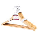 Вешалки-плечики, размер 48-50, КОМПЛЕКТ 5шт, деревянная, перекладина, цвет сосна, BRABIX "Стандарт", 601159