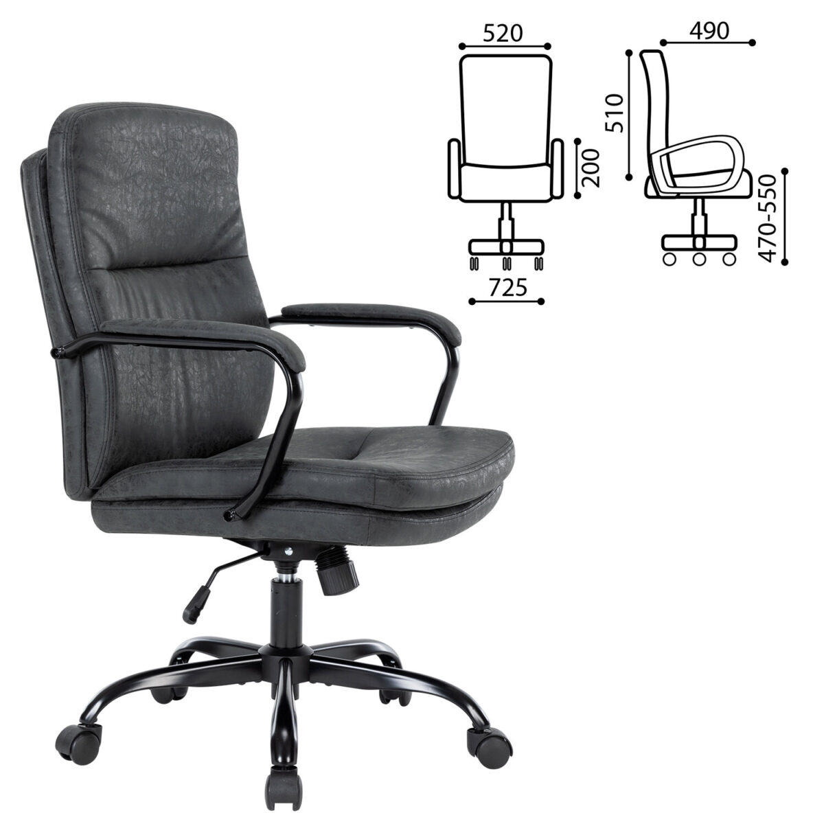 Кресло Chairman CH 301, подлокотники металл, пятилучие металл, экокожа, черное, 7145932 — изображение 2