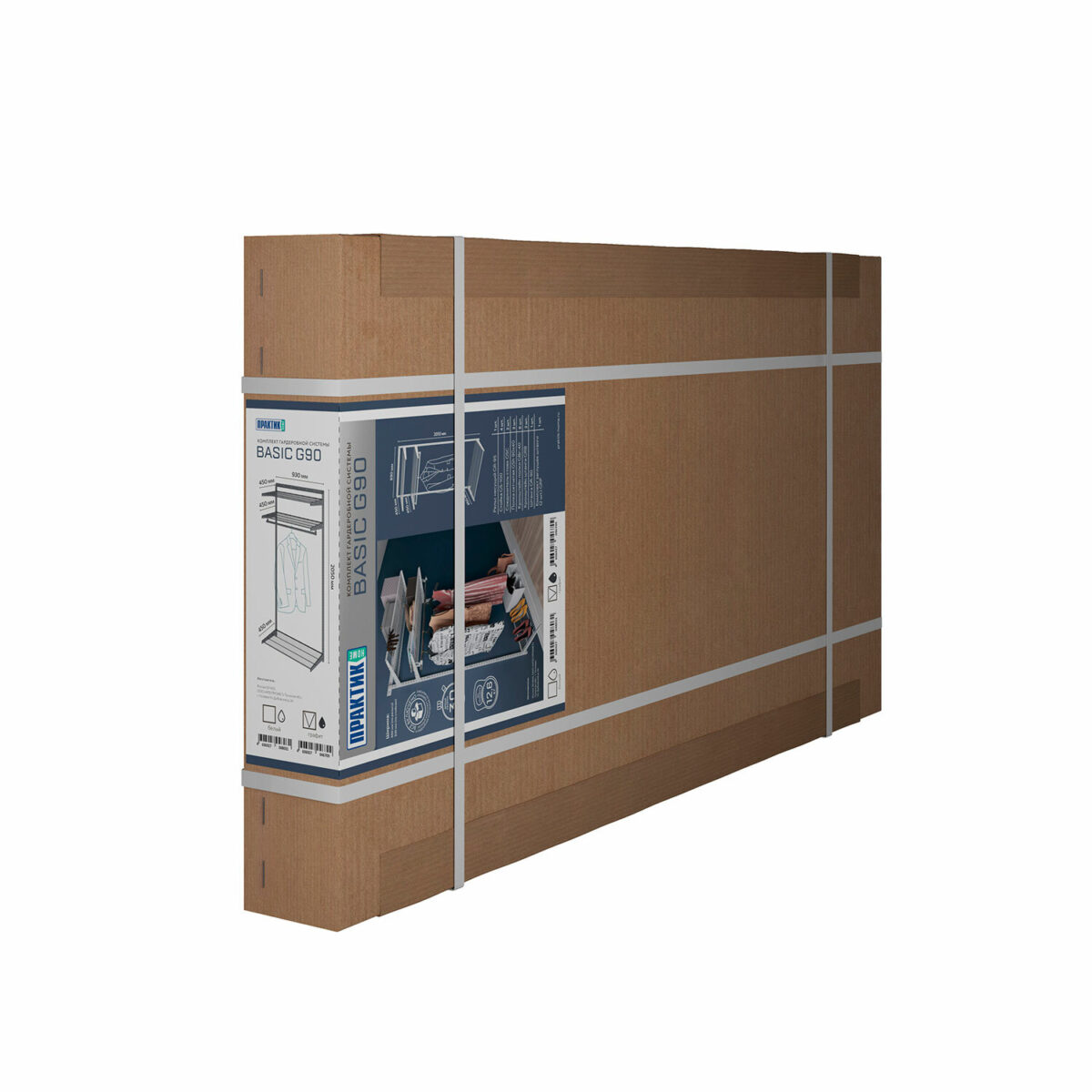 Гардеробная система BASIC G90, 2050х930х450 мм, 3 полки, 1 штанга, графит, S70299914515 — изображение 4