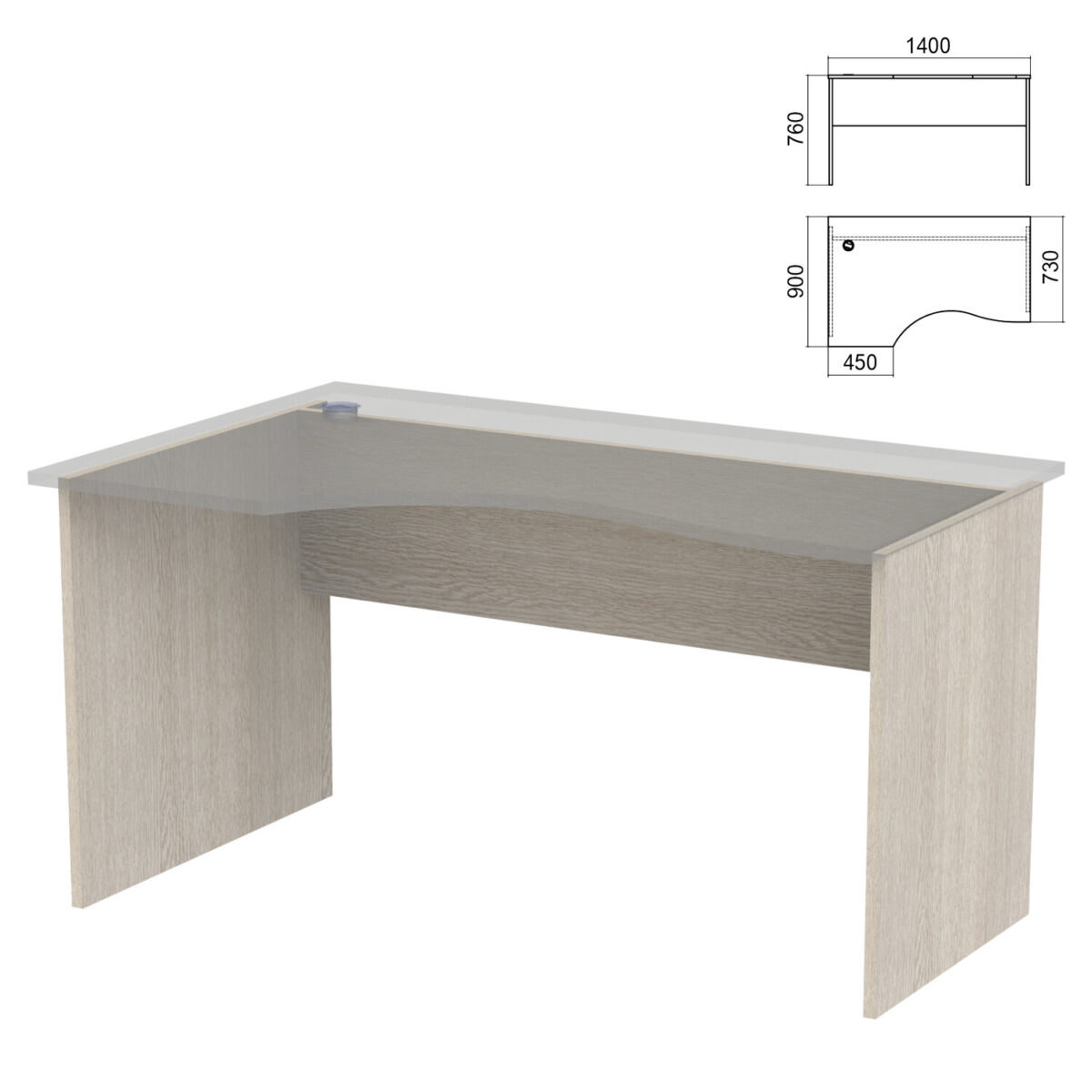 Стол эргономичный ЧАСТЬ 2 "Арго", 1400х900х760 мм, левый/правый, ясень шимо — изображение 1
