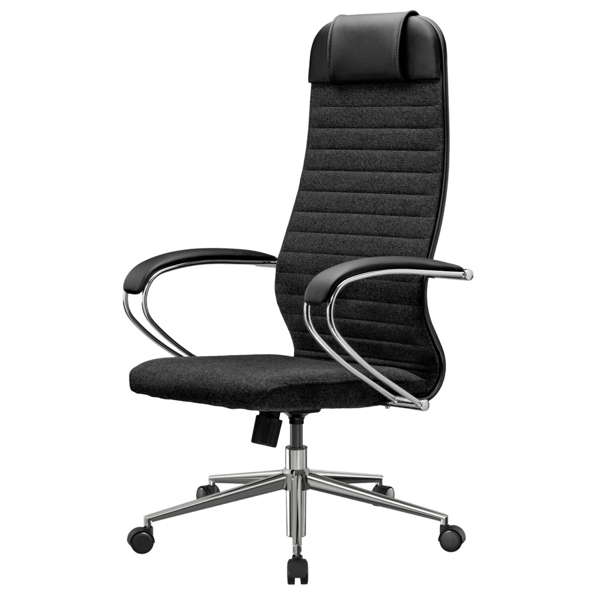 Кресло офисное МЕТТА "К-27" хром, ткань, сиденье и спинка мягкие, черное — изображение 11