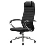 Кресло офисное МЕТТА "К-27" хром, ткань, сиденье и спинка мягкие, черное — изображение 11