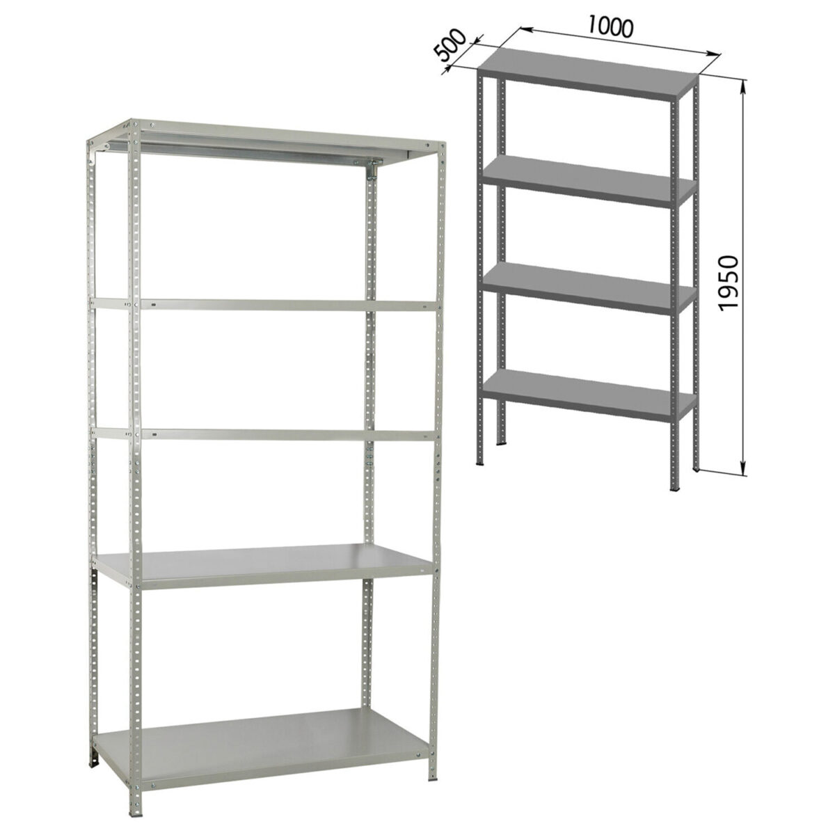 Стеллаж металлический BRABIX "MS KD-195/40-5", 1950х1000х400 мм, 5 полок, сборная стойка, 291119, S240BR244502 — изображение 2