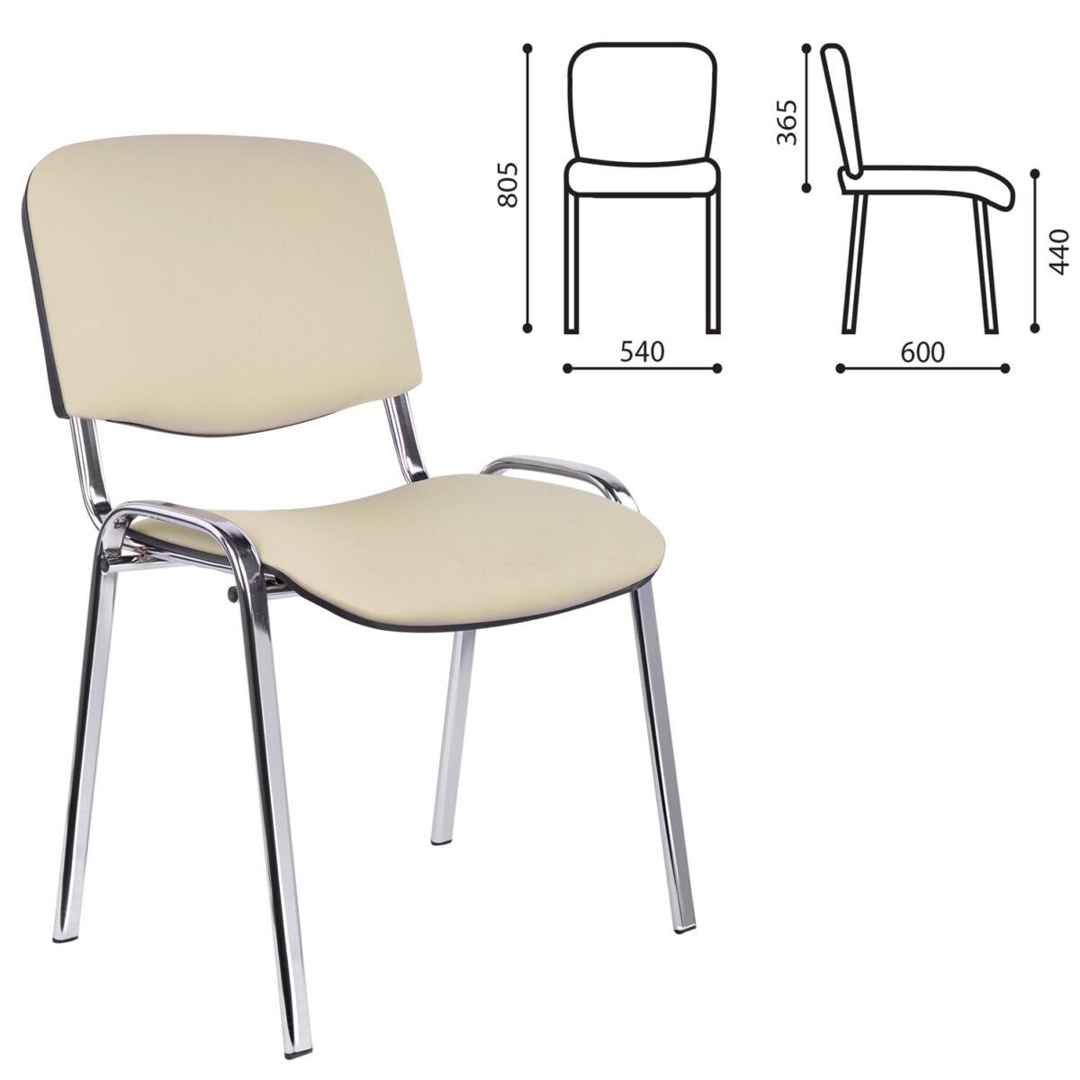 Стул для персонала и посетителей "ИЗО", хромированный каркас, кожзаменитель бежевый Z-21 — изображение 2