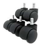 Колеса (ролики) для кресла, комплект 5 шт., пластиковые, шток d - 11 мм, цвет черный — изображение 2