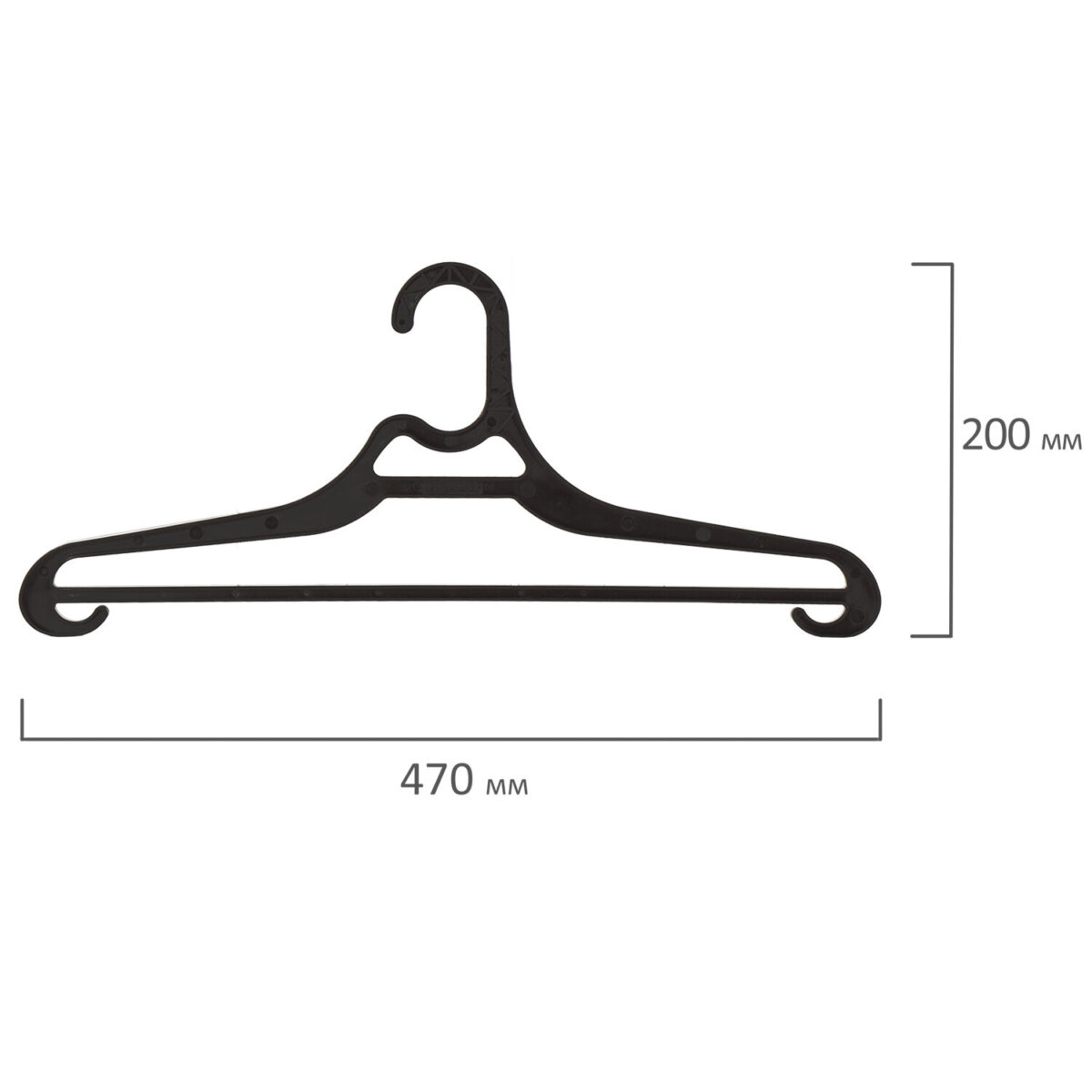 Вешалка-плечики р.52-54, пластик, плоская, перекладина, крючки для бретелей, черная, BRABIX, 601655 — изображение 6