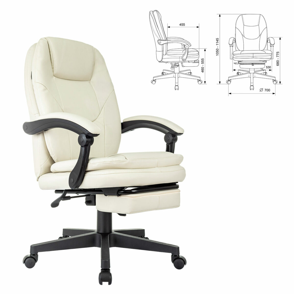 Кресло офисное CH-868N-BF, синхромеханизм, подставка для ног, экокожа, бежевое, 2018357 — изображение 2