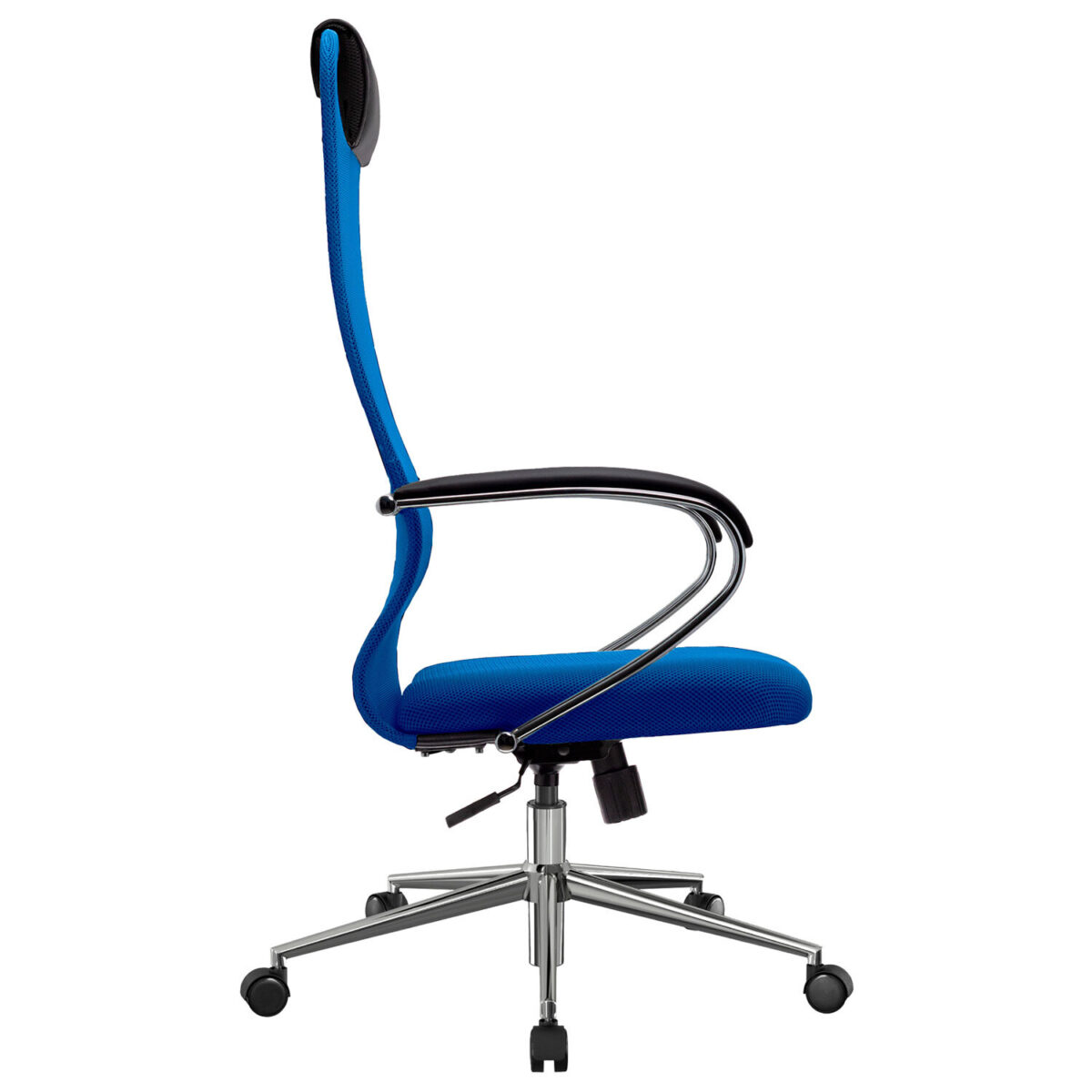 Кресло офисное МЕТТА "SU-B-8" хром, ткань-сетка, сиденье мягкое, синее — изображение 5