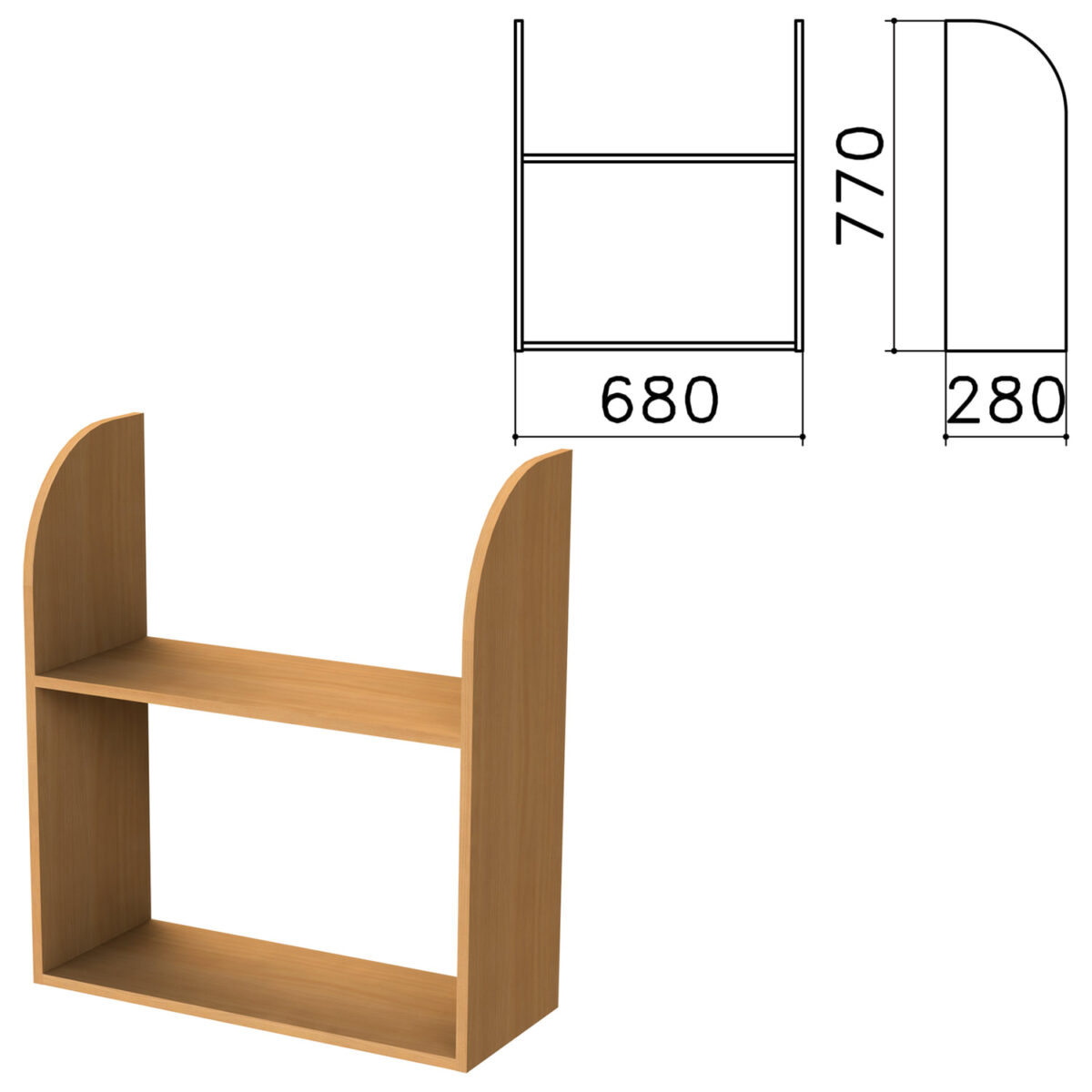Полка навесная настенная "Монолит", 680х280х770 мм, цвет бук бавария, ПМ40.1 — изображение 1