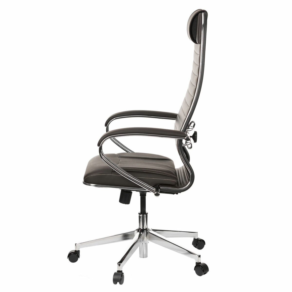 Кресло офисное МЕТТА "К-6" хром, экокожа, сиденье и спинка мягкие, темно-коричневое — изображение 8