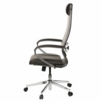 Кресло офисное МЕТТА "К-6" хром, экокожа, сиденье и спинка мягкие, темно-коричневое — изображение 8