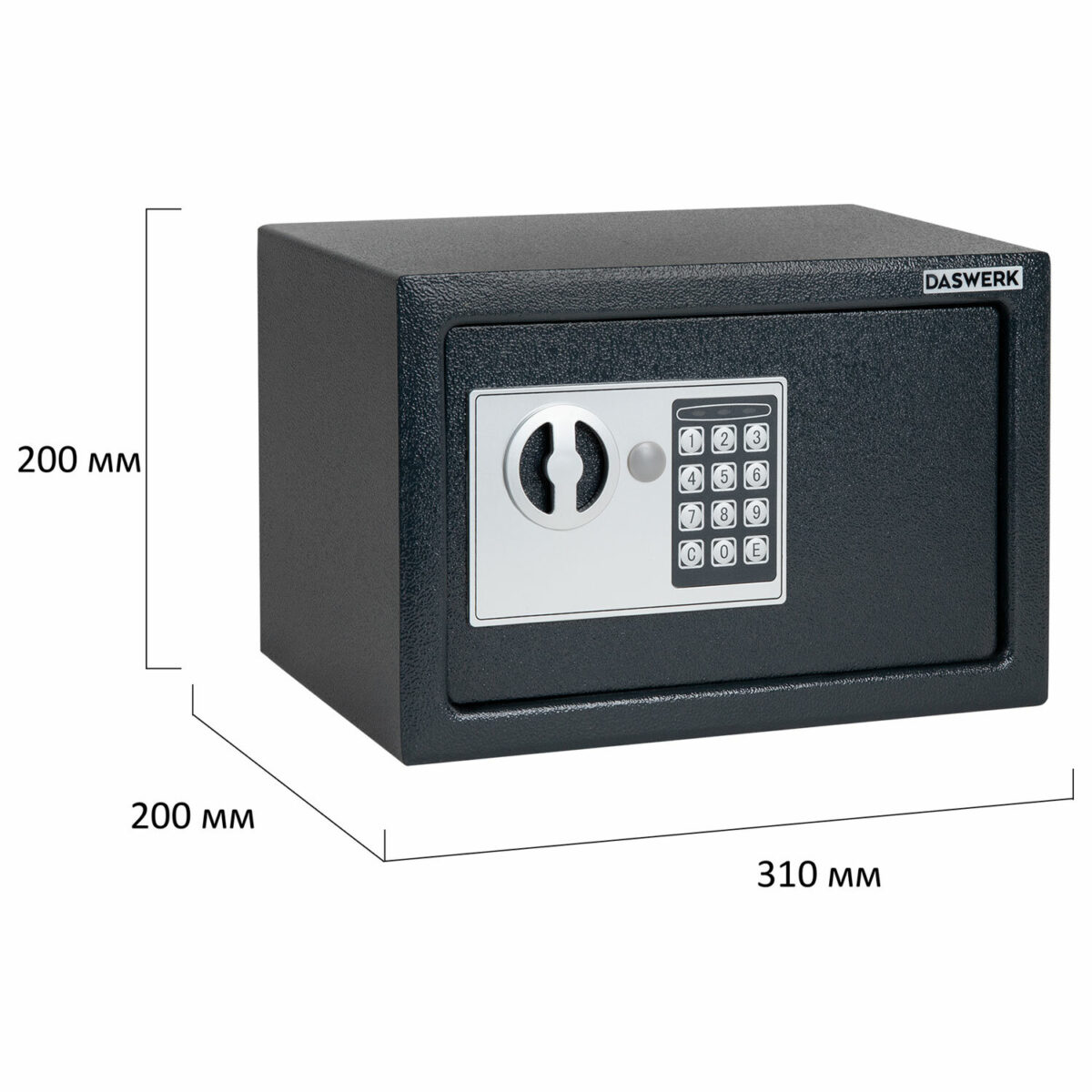 Сейф мебельный DASWERK (ДАСВЕРК) SC-200EL (200х310х200 мм), электронный замок, графит, 291341 — изображение 4