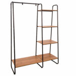 Вешалка-стеллаж "Скандинавия-1", 1470х1100х385 мм, 5 полок, металл/ЛДСП, черная/дуб, ГСС1 Ч