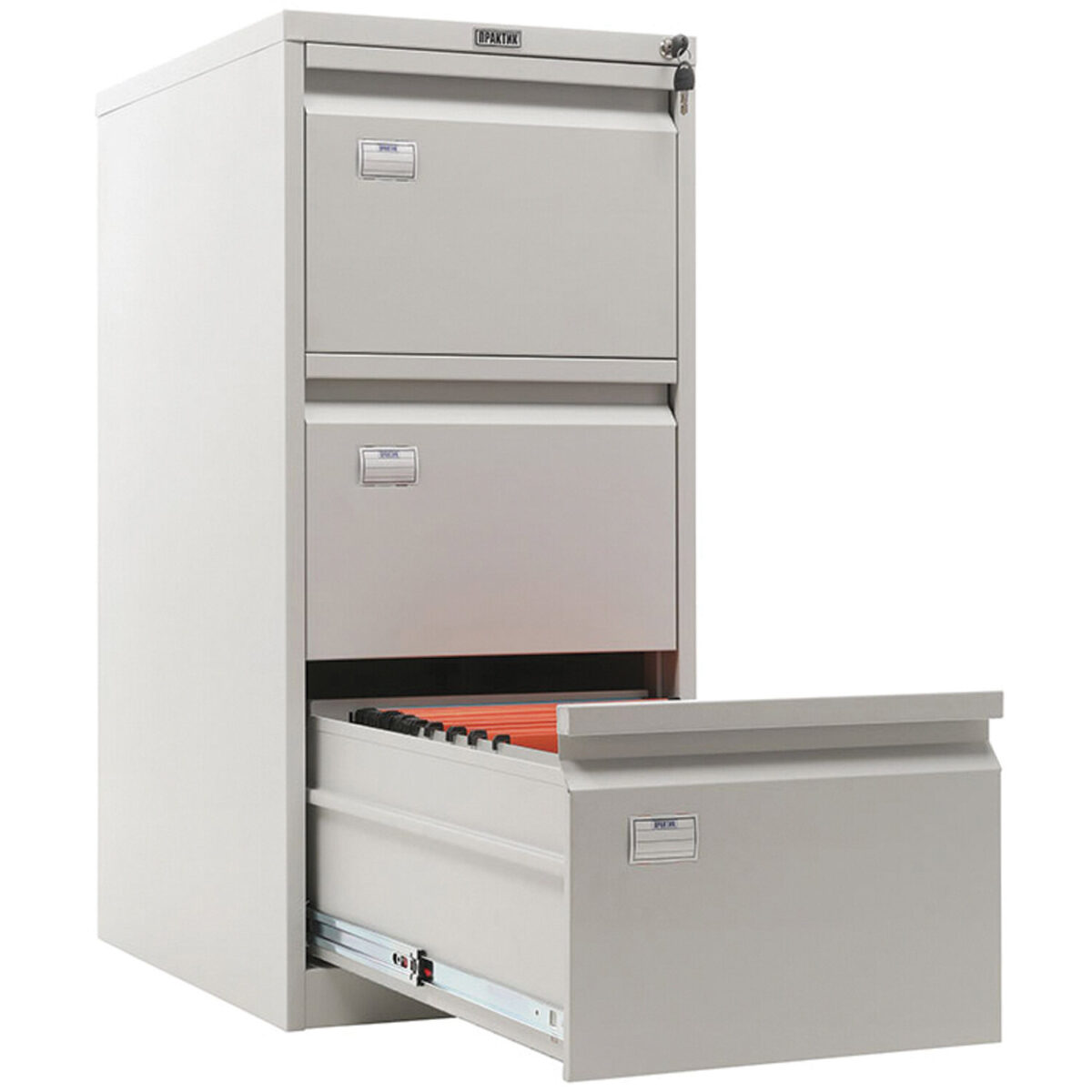 Шкаф картотечный ПРАКТИК "AFC-03", 1008х470х646 мм, 3 ящика, для 165 подвесных папок, формат папок Foolscap или A4 (БЕЗ ПАПОК) — изображение 1