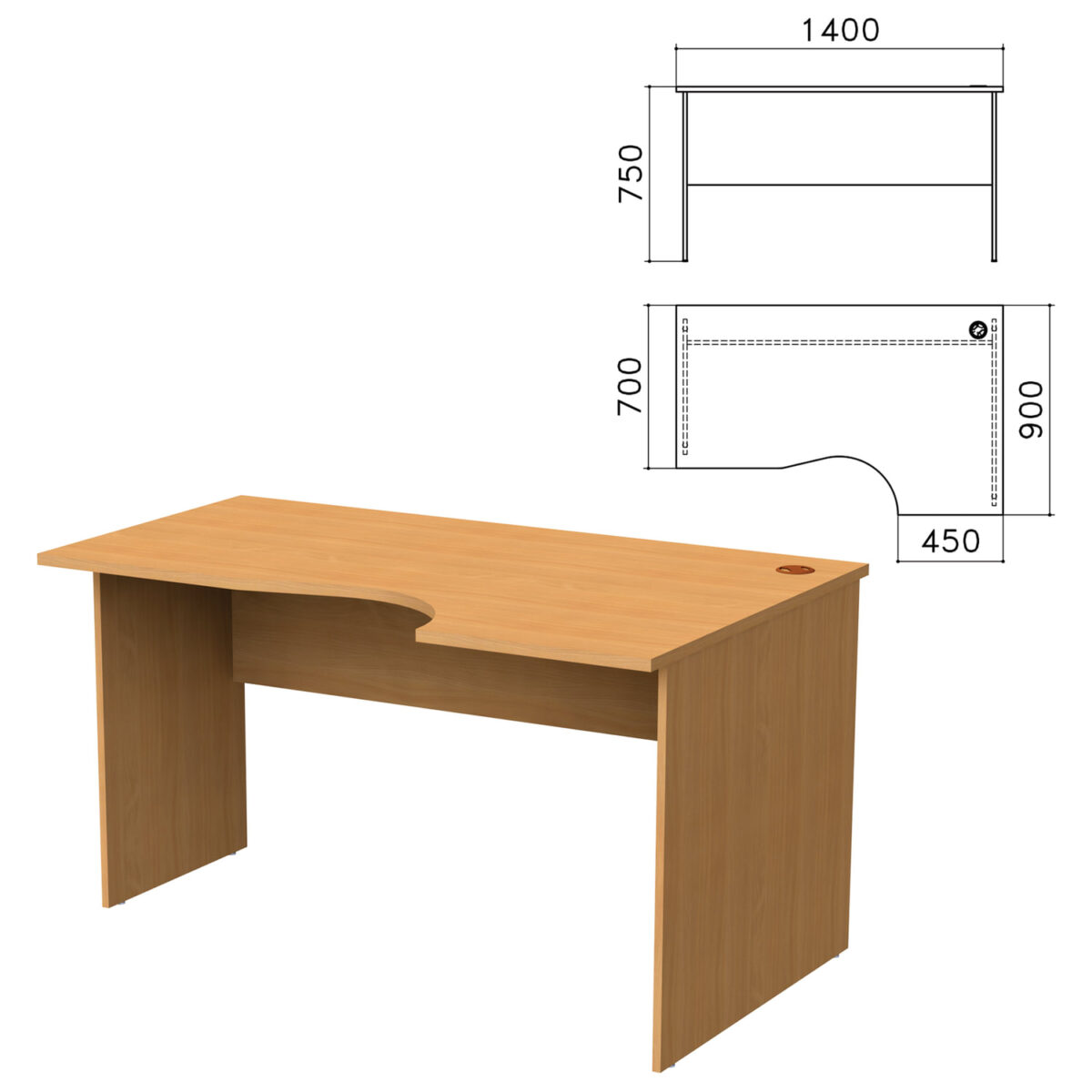 b37fe900de0716514f3f95c822069c62_xl Стол письменный эргономичный "Монолит", 1400х900х750 мм, правый, цвет бук бавария, СМ4.1 — изображение 1