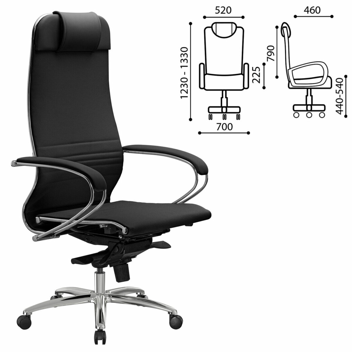Кресло офисное МЕТТА "SAMURAI" K-1, экокожа, черное — изображение 2