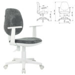 Кресло детское BRABIX "Fancy MG-201W", с подлокотниками, пластик белый, велюр, серое, 533010 — изображение 2