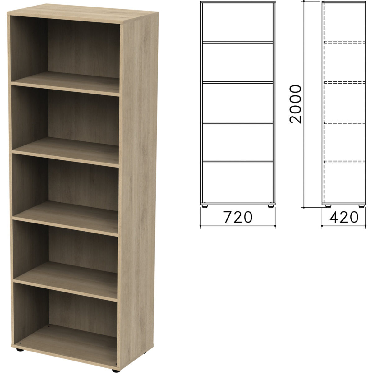Шкаф (стеллаж) "Приоритет", 720х420х2000 мм, 4 полки, кронберг, К-934, К-934 кронберг — изображение 1