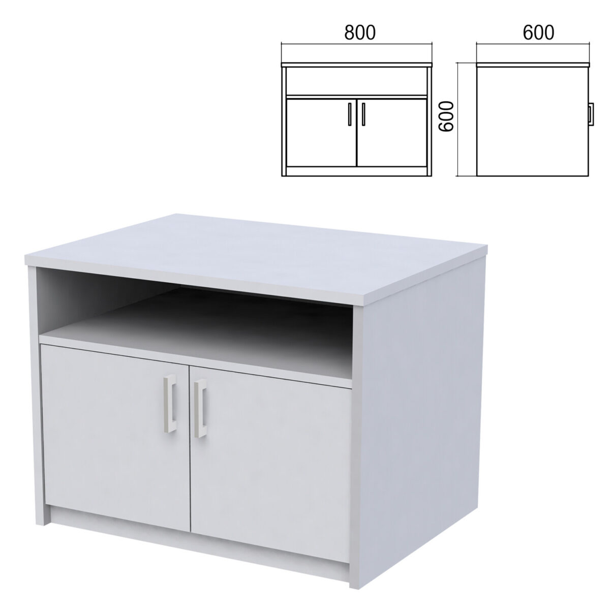 b4287619508dfc6a75156f1a3d0684b4_xl Тумба для оргтехники "Арго", 800х600х600 мм, полка, серый — изображение 1
