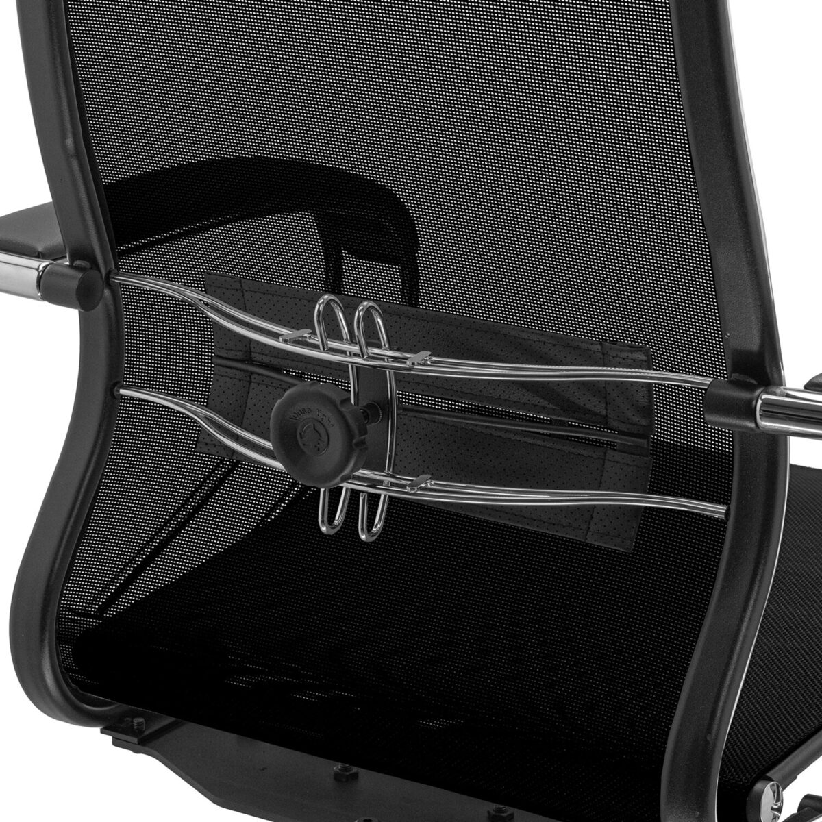 Кресло офисное МЕТТА "К-9" хром, прочная сетка, сиденье и спинка регулируемые, черное — изображение 12