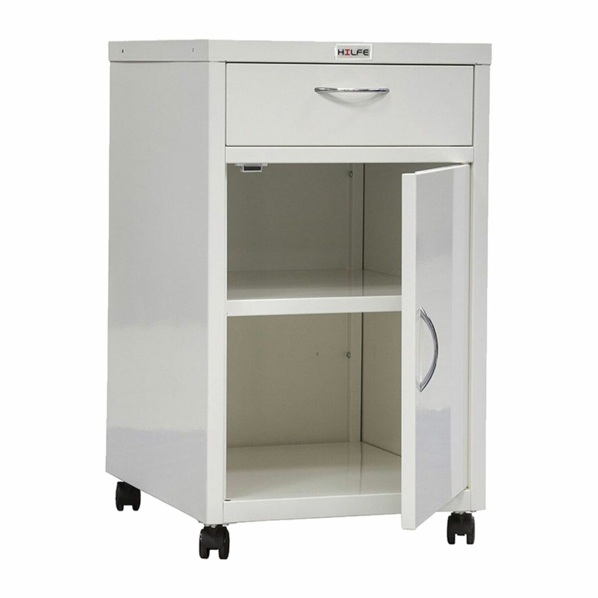Тумба медицинская подкатная HILFE "МД ТП-2" 710х420х490 мм, с ящиком, цвет белый, S26199402209 — изображение 1