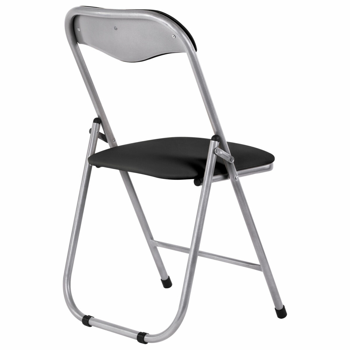 Стул складной для дома и офиса РС04, серебристый каркас, кожзам черный — изображение 2
