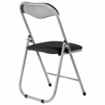 Стул складной для дома и офиса РС04, серебристый каркас, кожзам черный — изображение 2