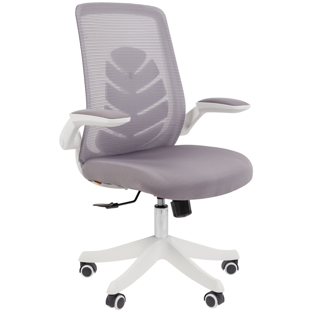 Кресло Chairman CH 565, откидные подлокотники, синхромеханизм, пластик белый, сетка/ткань, серое, 7146049 — изображение 1