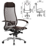 Кресло офисное МЕТТА "SAMURAI" S-1, сверхпрочная ткань-сетка, темно-коричневое — изображение 2