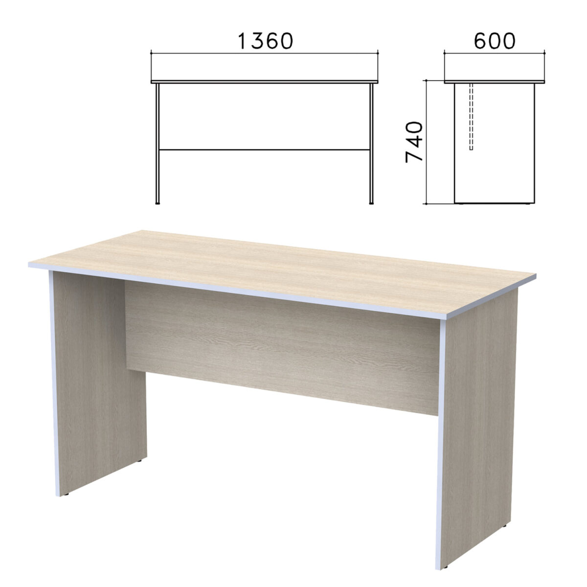 Стол письменный "Бюджет", 1360х600х740 мм, дуб шамони светлый, 402661-430 — изображение 1
