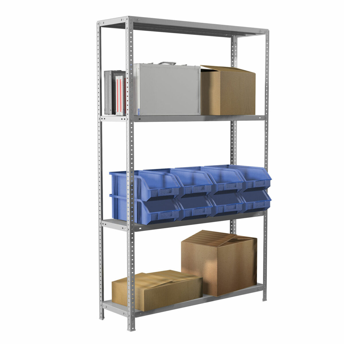 Стеллаж металлический BRABIX "MS Plus-185/50-4", 1850х1000х500 мм, 4 полки, регулируемые опоры, 291106, S241BR155402 — изображение 3