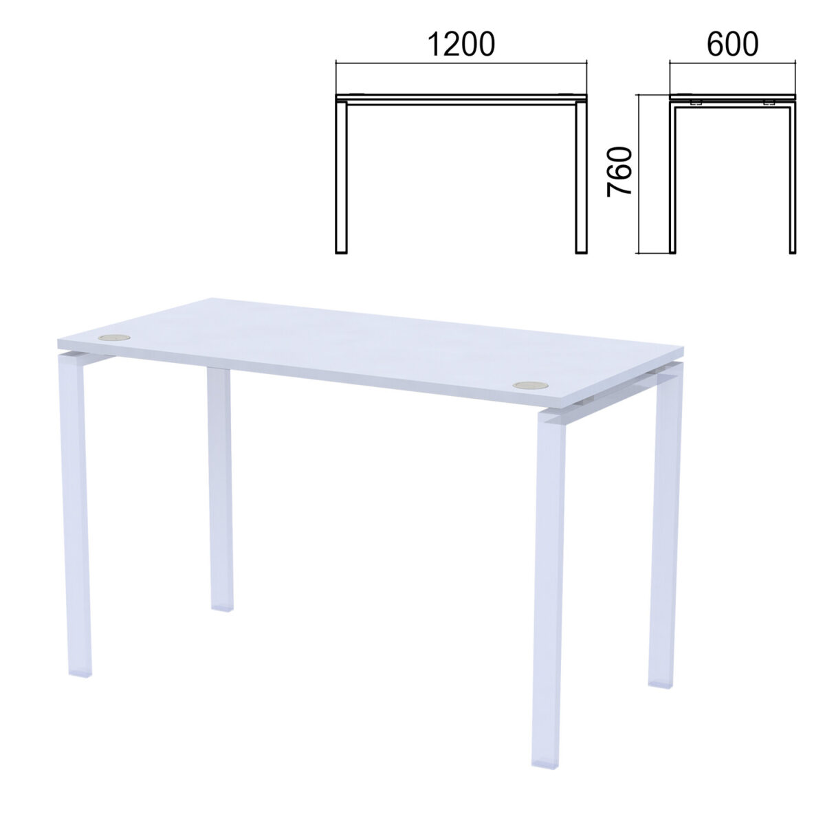 Столешница стола на металлокаркасе "Арго", 1200х600х760 мм, серая — изображение 1