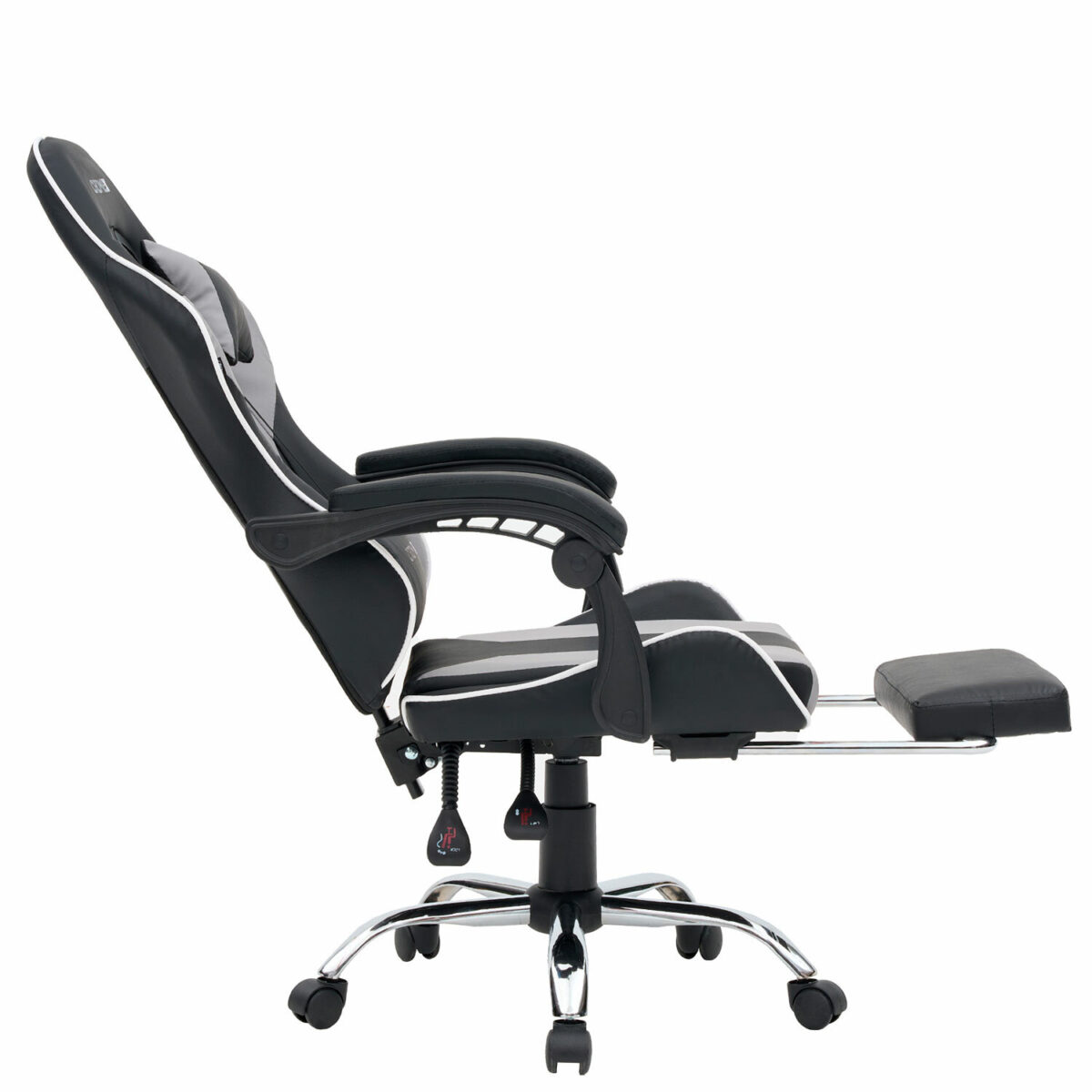 Кресло компьютерное CROMEX (КРОМЕКС) "Wave GM-145", вибромассаж, подножка, подушки, экокожа, черное/серое, 532956 — изображение 9