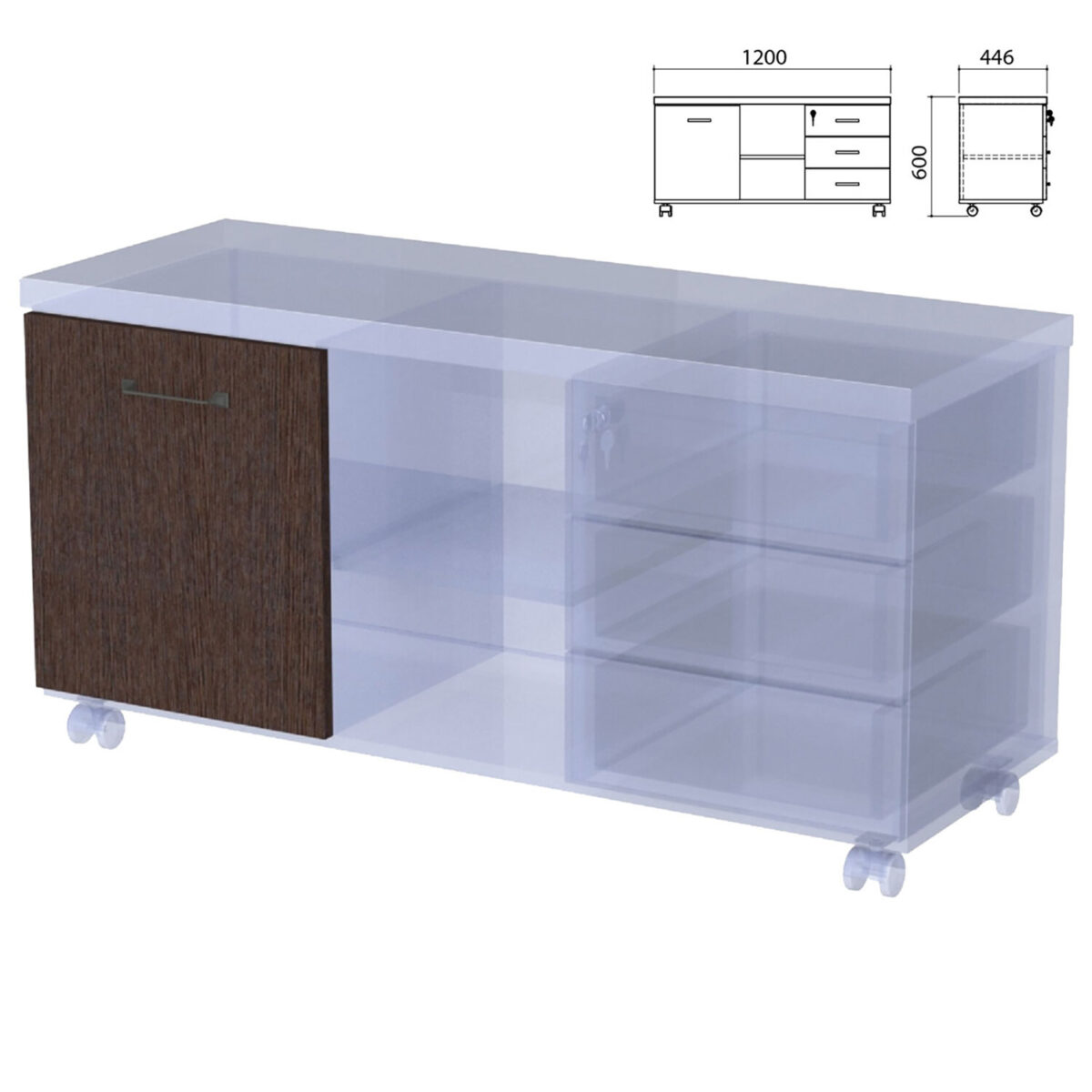 Дверь тумбы-креденции "Приоритет", венге, К-925, К-925 венге — изображение 1