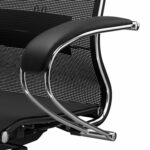 Кресло офисное МЕТТА "К-12", хром, ткань-сетка, сиденье и спинка регулируемые, черное — изображение 14