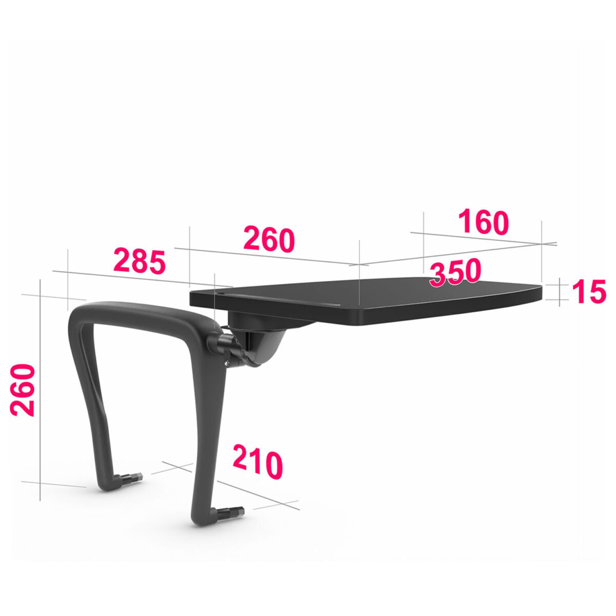 Стол (пюпитр) для стула "ИЗО", для конференций, складной, пластик/металл, черный — изображение 2
