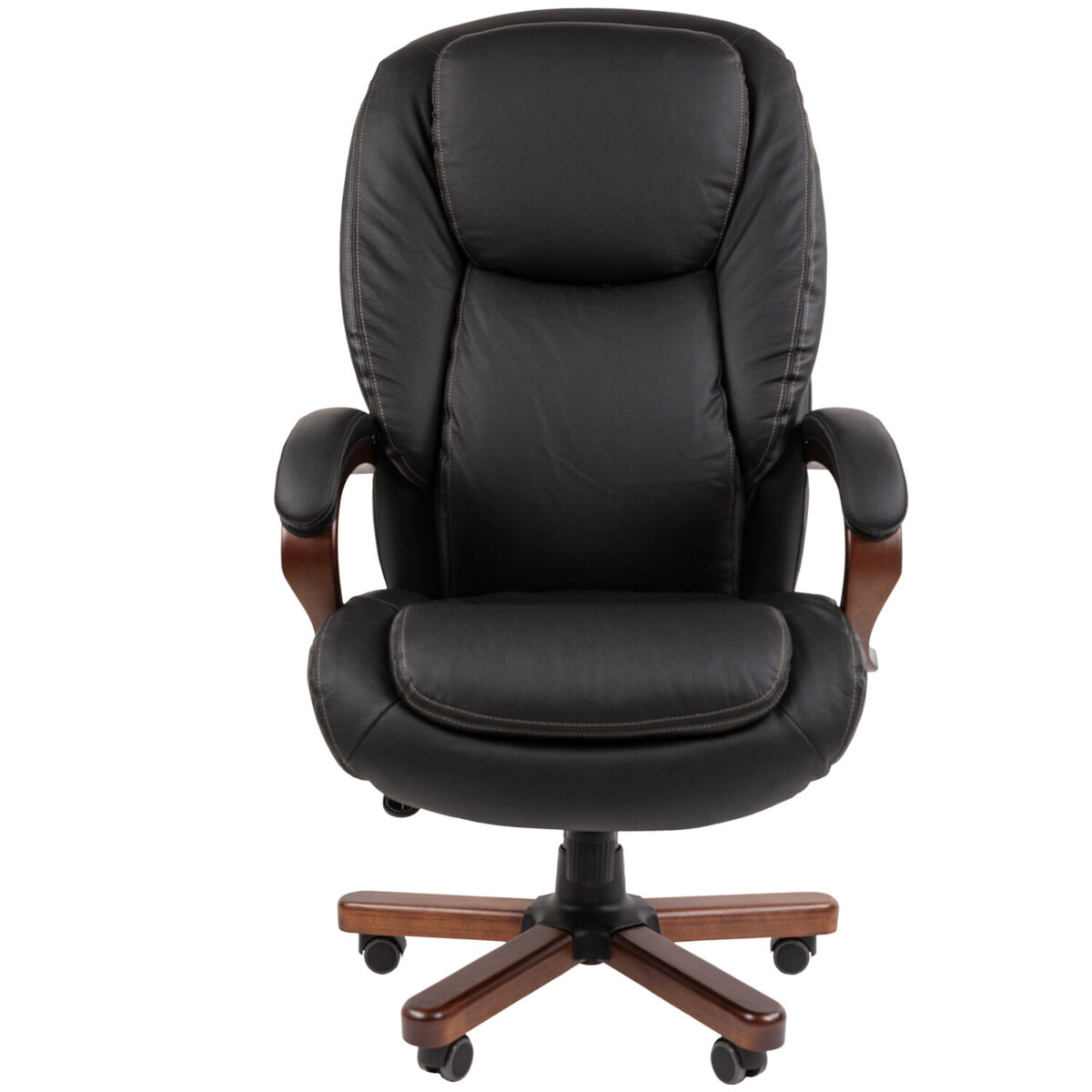 Кресло офисное CHAIRMAN СН 408, НАГРУЗКА до 150 кг, дерево, натуральная кожа, черное, 7030084 — изображение 3