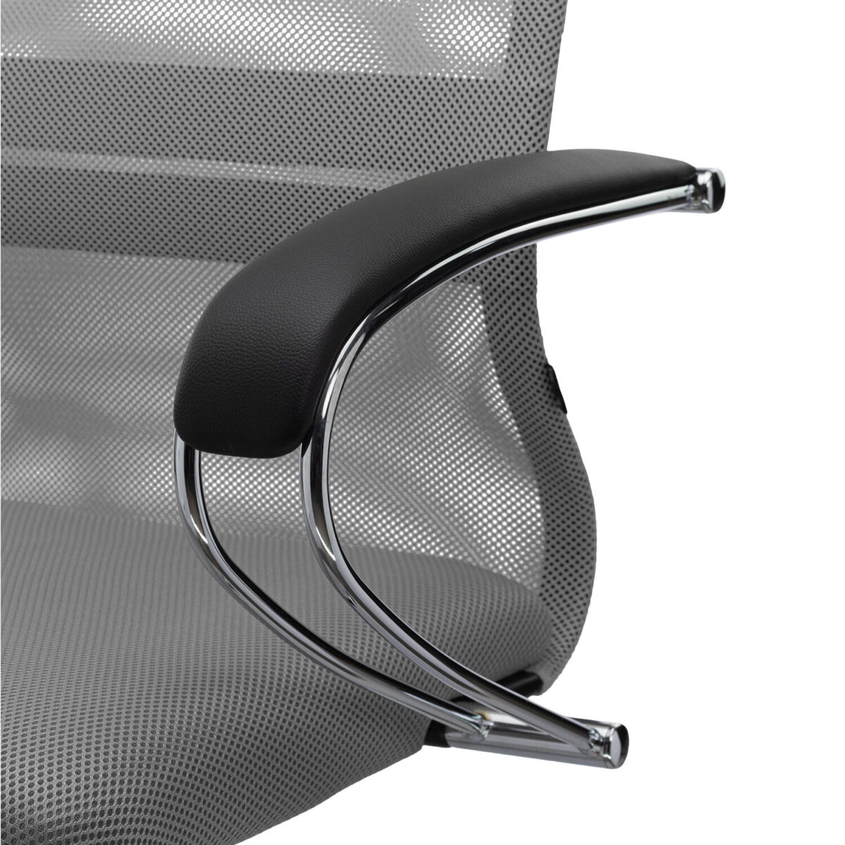 Кресло офисное МЕТТА "SU-B-8" хром, ткань-сетка, сиденье мягкое, светло-серое — изображение 12