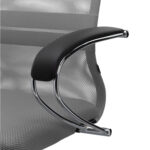 Кресло офисное МЕТТА "SU-B-8" хром, ткань-сетка, сиденье мягкое, светло-серое — изображение 12