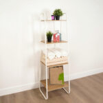 Стеллаж на металлокаркасе "Скандинавия-14", 450х385х1470 мм, 4 полки ЛДСП, белый/дуб, CТCП14 Б — изображение 3